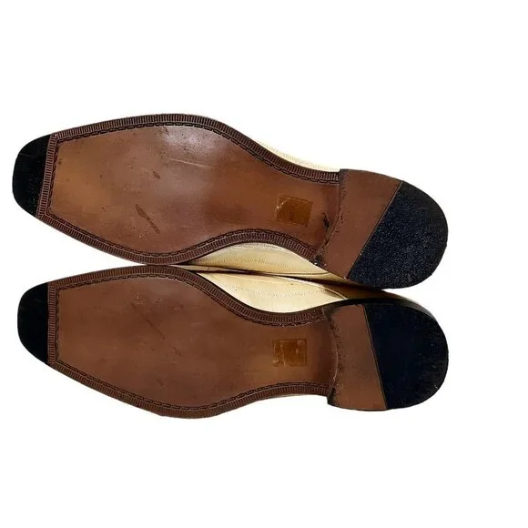 New Men’s Leather Formal Dress Shoes Size 11 Cream/Tan Oxford Tuxedo